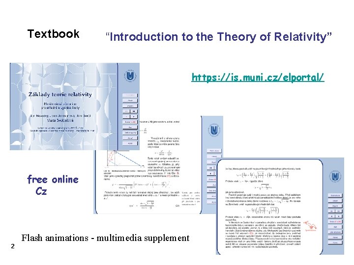 Textbook “Introduction to the Theory of Relativity” https: //is. muni. cz/elportal/ free online Cz