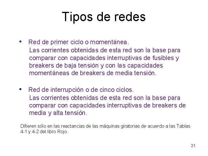 Tipos de redes • Red de primer ciclo o momentánea. Las corrientes obtenidas de Tipos de redes • Red de primer ciclo o momentánea. Las corrientes obtenidas de