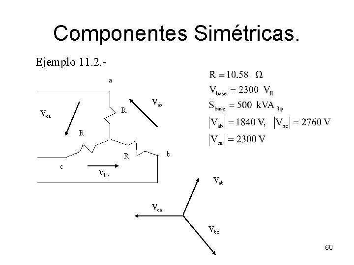 Componentes Simétricas. Ejemplo 11. 2. a R Vca Vab R c Vbc Vab Vca Componentes Simétricas. Ejemplo 11. 2. a R Vca Vab R c Vbc Vab Vca