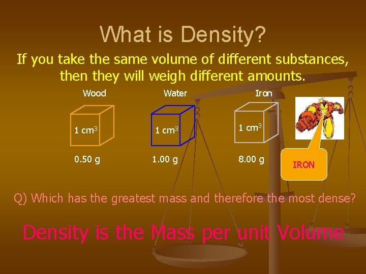 What is Density? If you take the same volume of different substances, then they