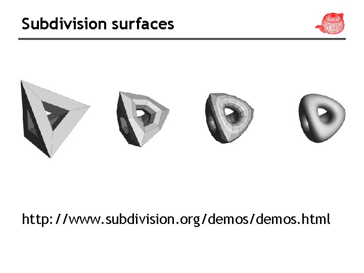 Subdivision surfaces http: //www. subdivision. org/demos. html 