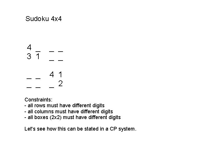 Sudoku 4 x 4 4 _ 3 1 _ _ _ _ 4 1 Sudoku 4 x 4 4 _ 3 1 _ _ _ _ 4 1
