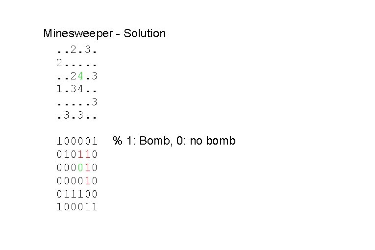 Minesweeper - Solution. . 2. 3. 2. . . . 24. 3 1. 34. Minesweeper - Solution. . 2. 3. 2. . . . 24. 3 1. 34.