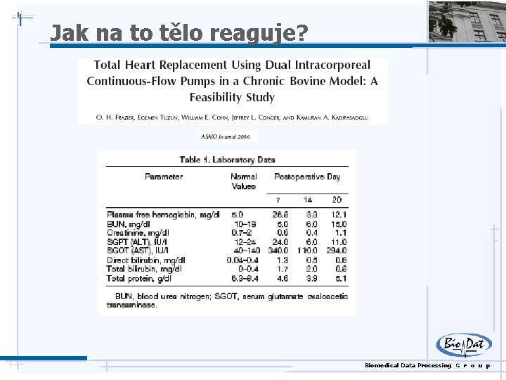 Jak na to tělo reaguje? Biomedical Data Processing G r o u p 