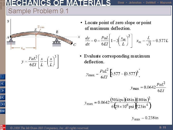 Fifth Edition MECHANICS OF MATERIALS Beer • Johnston • De. Wolf • Mazurek Sample