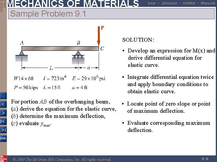 Fifth Edition MECHANICS OF MATERIALS Beer • Johnston • De. Wolf • Mazurek Sample