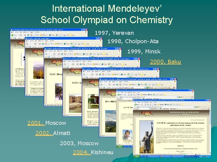 International Mendeleyev’ School Olympiad on Chemistry 1997, Yerevan 1998, Cholpon-Ata 1999, Minsk 2000, Baku International Mendeleyev’ School Olympiad on Chemistry 1997, Yerevan 1998, Cholpon-Ata 1999, Minsk 2000, Baku