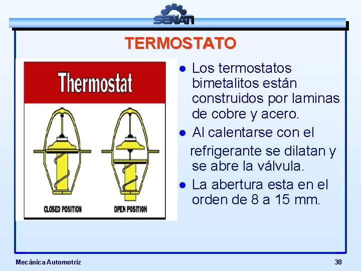 TERMOSTATO Los termostatos bimetalitos están construidos por laminas de cobre y acero. l Al