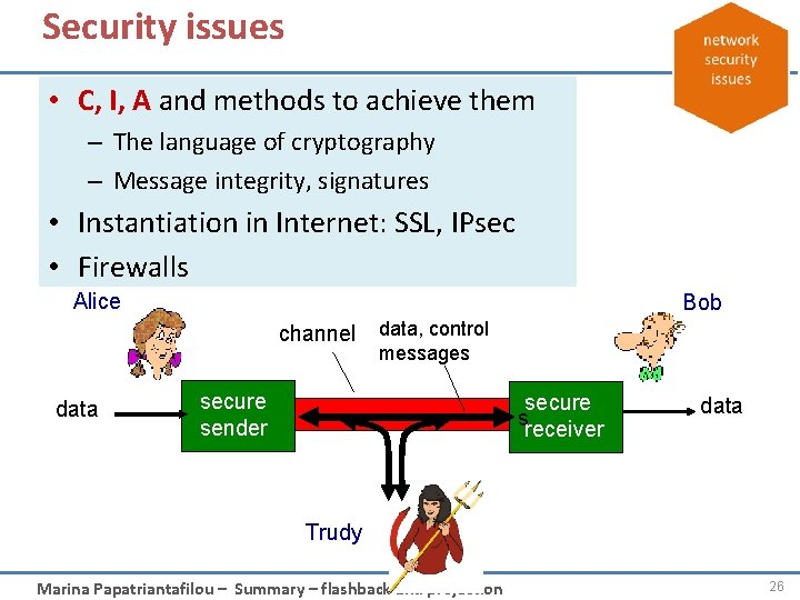 Security issues • C, I, A and methods to achieve them – The language