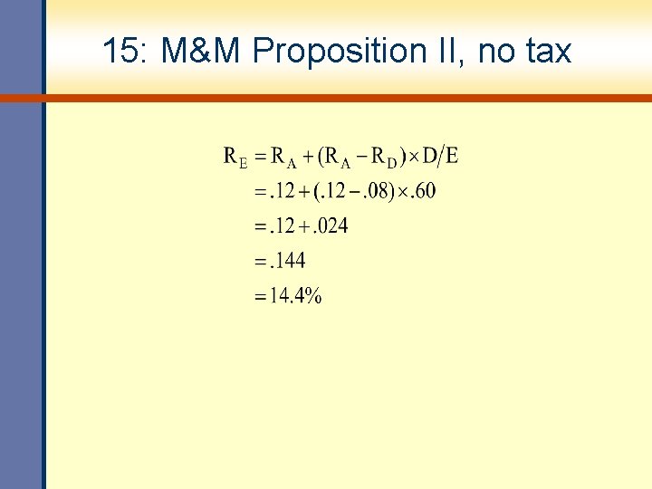 15: M&M Proposition II, no tax 15: M&M Proposition II, no tax