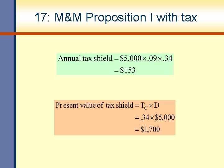 17: M&M Proposition I with tax 17: M&M Proposition I with tax