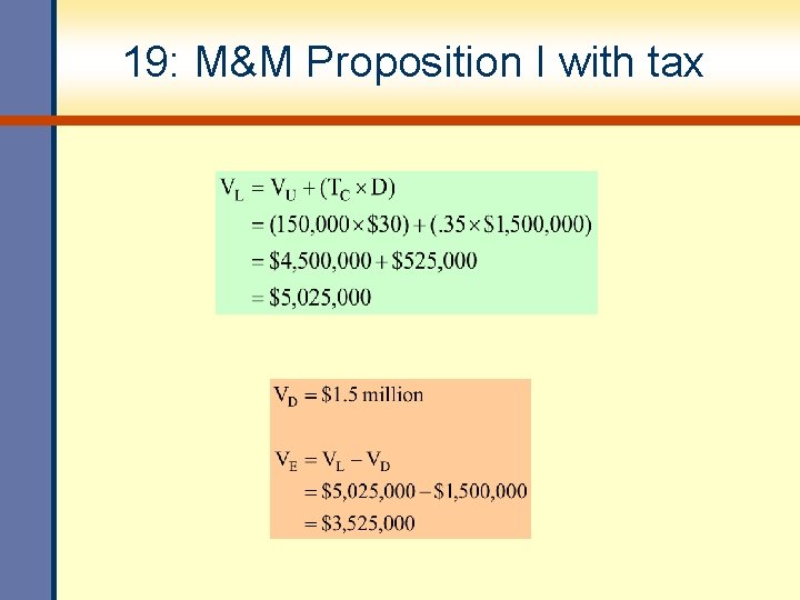 19: M&M Proposition I with tax 19: M&M Proposition I with tax