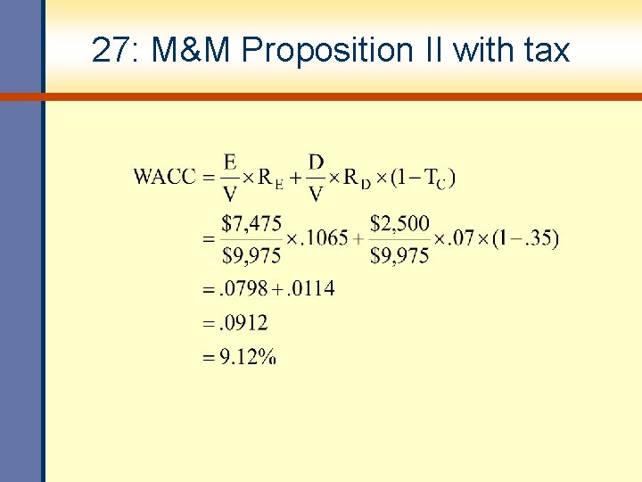 27: M&M Proposition II with tax 27: M&M Proposition II with tax