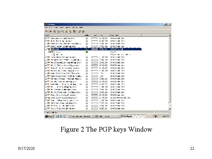 Figure 2 The PGP keys Window 9/17/2020 22 Figure 2 The PGP keys Window 9/17/2020 22