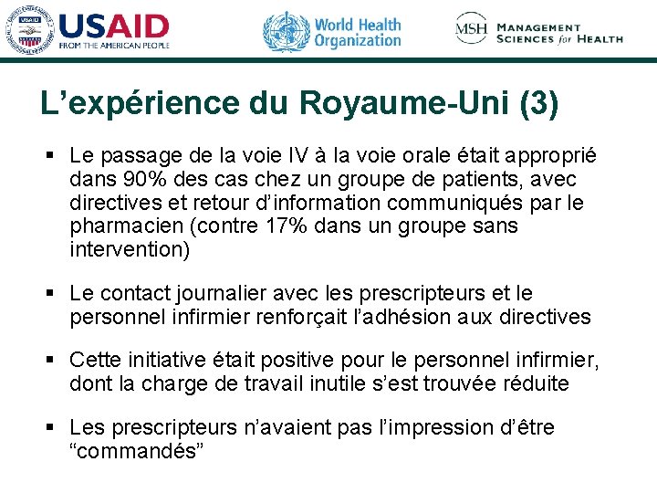 L’expérience du Royaume-Uni (3) § Le passage de la voie IV à la voie