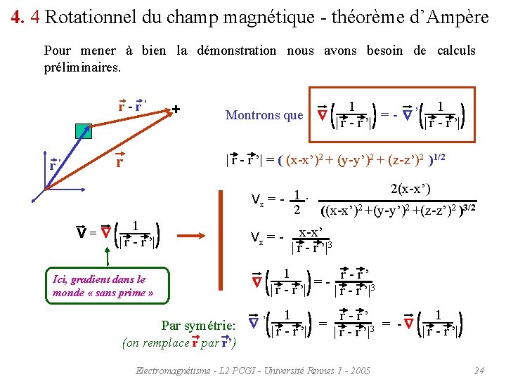 4. 4 Rotationnel du champ magnétique - théorème d’Ampère Pour mener à bien la