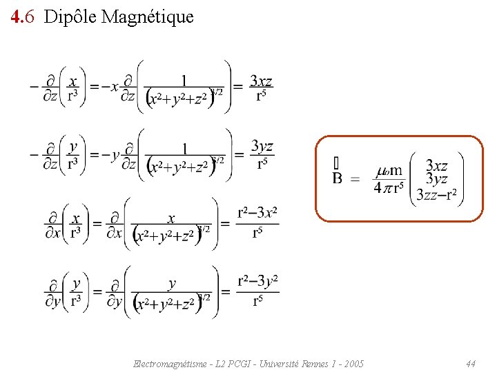 4. 6 Dipôle Magnétique Electromagnétisme - L 2 PCGI - Université Rennes 1 -