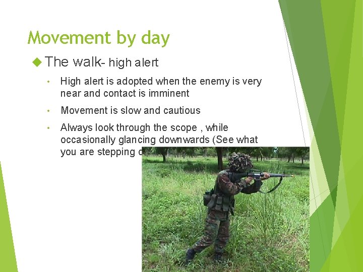 Movement by day The walk- high alert • High alert is adopted when the