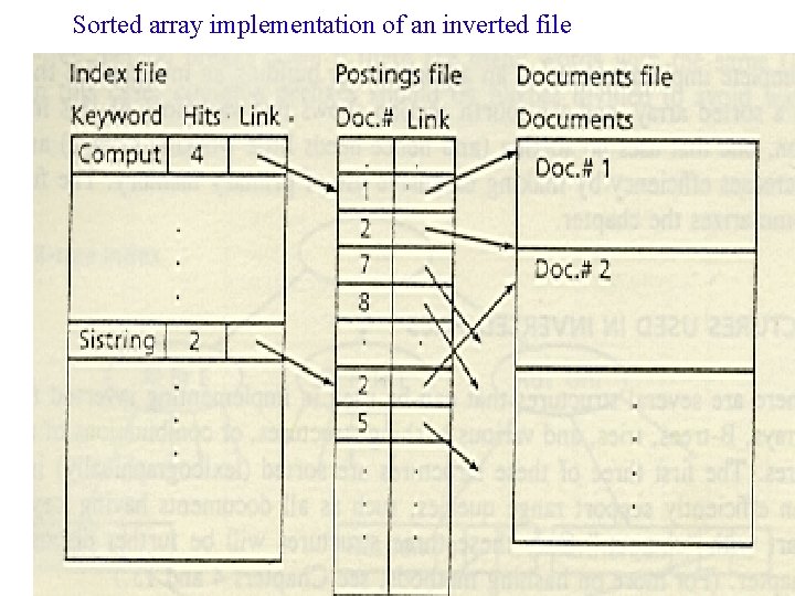 Sorted array implementation of an inverted file 