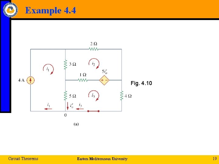 Example 4. 4 Fig. 4. 10 Circuit Theorems Eastern Mediterranean University 19 