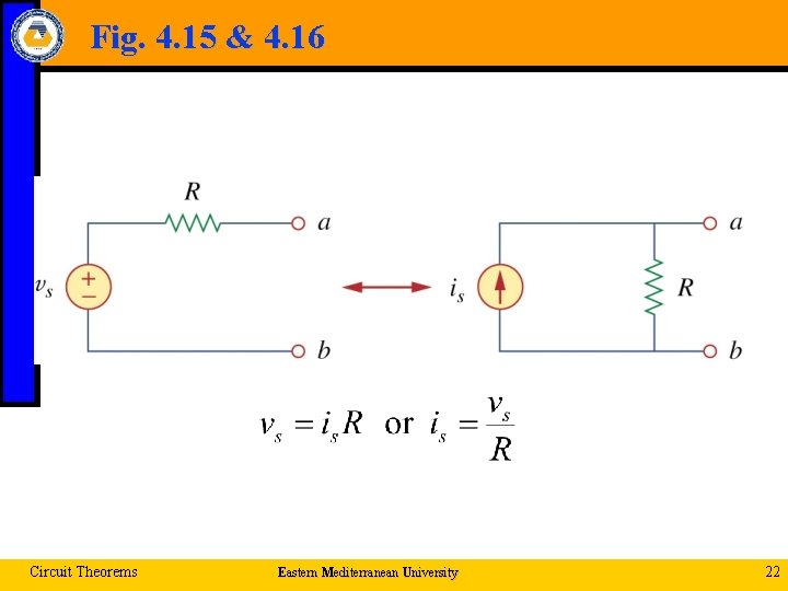 Fig. 4. 15 & 4. 16 Circuit Theorems Eastern Mediterranean University 22 