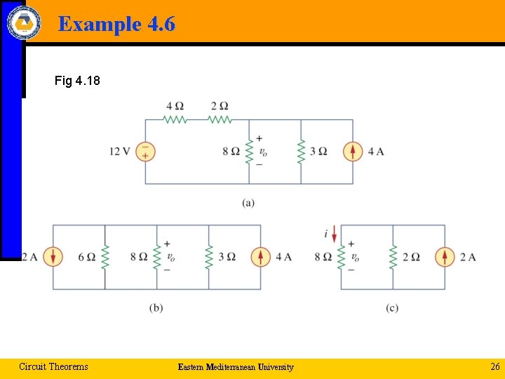 Example 4. 6 Fig 4. 18 Circuit Theorems Eastern Mediterranean University 26 