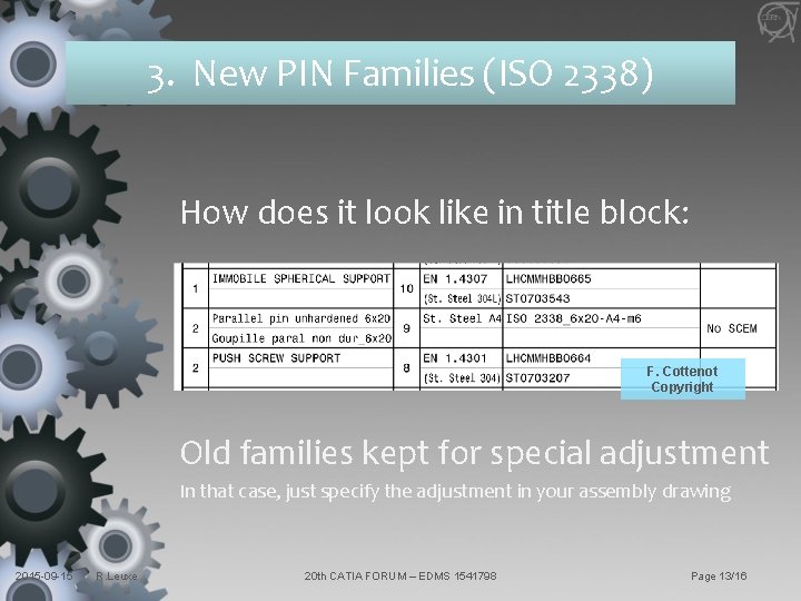 3. New PIN Families (ISO 2338) How does it look like in title block:
