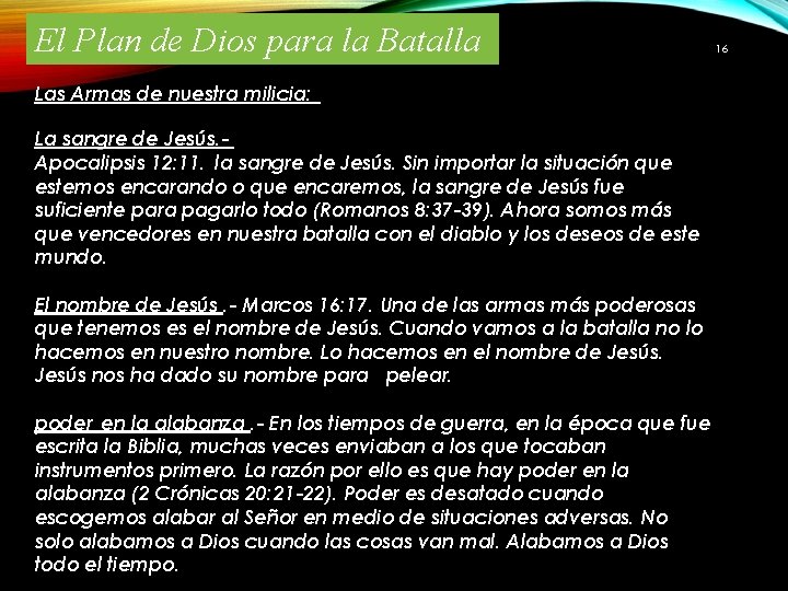 El Plan de Dios para la Batalla Las Armas de nuestra milicia: La sangre