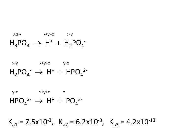 0. 1 -x x+y+z x-y H 3 PO 4 H+ + H 2 PO