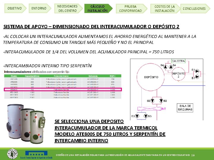 OBJETIVO ENTORNO NECESIDADES DEL CENTRO CÁLCULO INSTALACIÓN PRUEBA CONFORMIDAD COSTES DE LA INSTALACIÓN CONCLUSIONES