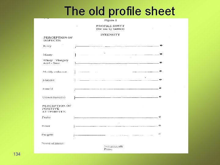 The old profile sheet 134 