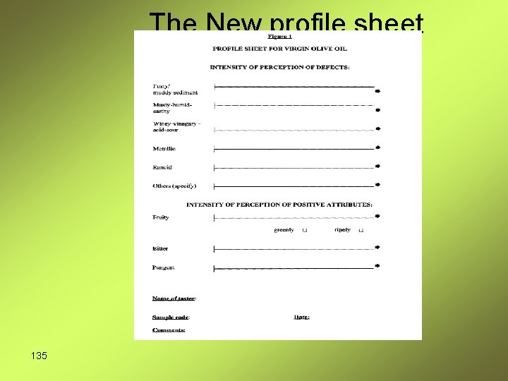 The New profile sheet 135 