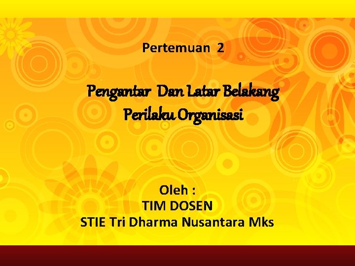 Pertemuan 2 Pengantar Dan Latar Belakang Perilaku Organisasi Oleh : TIM DOSEN STIE Tri