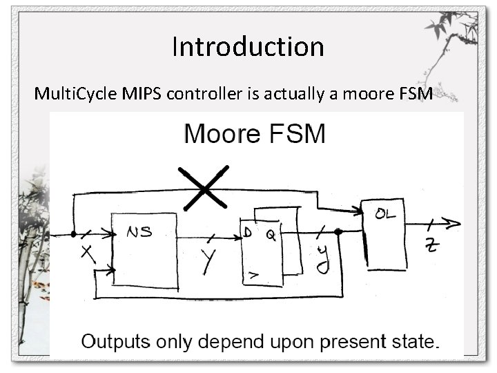 Introduction Multi. Cycle MIPS controller is actually a moore FSM 
