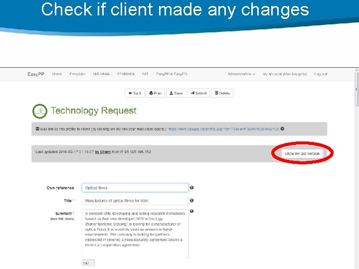 Check if client made any changes 