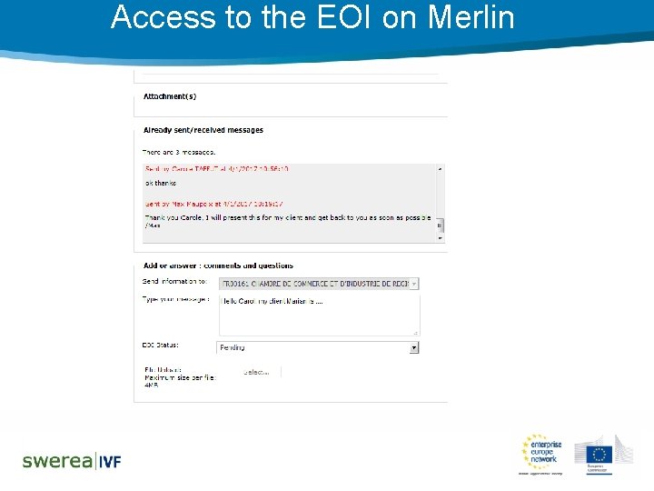 Access to the EOI on Merlin 