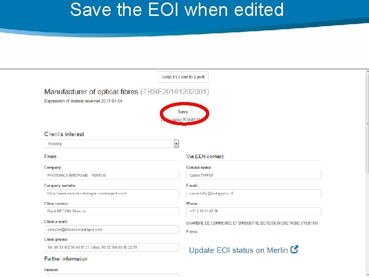 Save the EOI when edited 