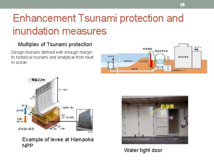 26 Enhancement Tsunami protection and inundation measures Multiplex of Tsunami protection Design tsunami defined