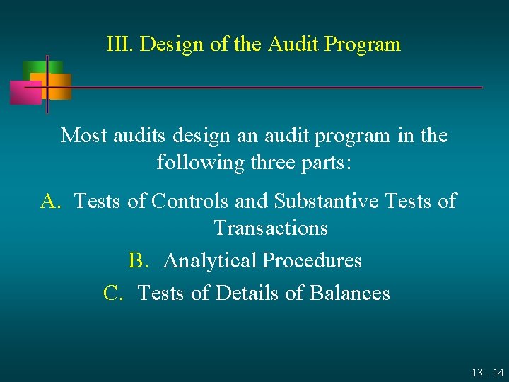 III. Design of the Audit Program Most audits design an audit program in the