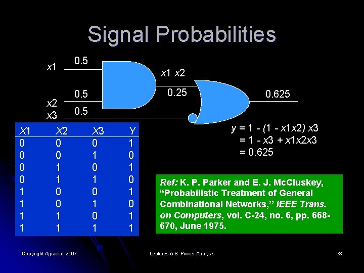 Signal Probabilities x 1 x 2 x 3 X 1 0 0 1 1