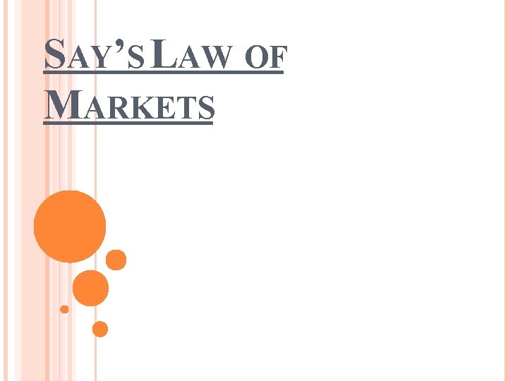 SAY’S LAW OF MARKETS 