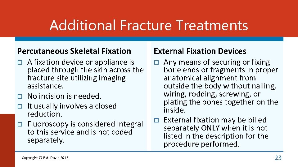 Additional Fracture Treatments Percutaneous Skeletal Fixation A fixation device or appliance is placed through