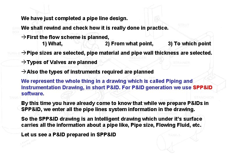 We have just completed a pipe line design. We shall rewind and check how