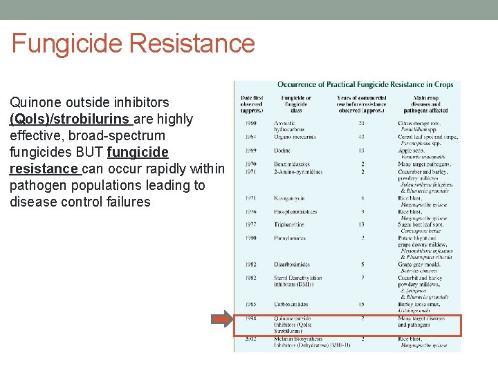 Fungicide Resistance Quinone outside inhibitors (Qo. Is)/strobilurins are highly effective, broad-spectrum fungicides BUT fungicide