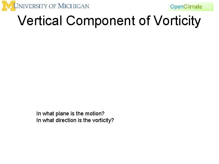 Vertical Component of Vorticity In what plane is the motion? In what direction is