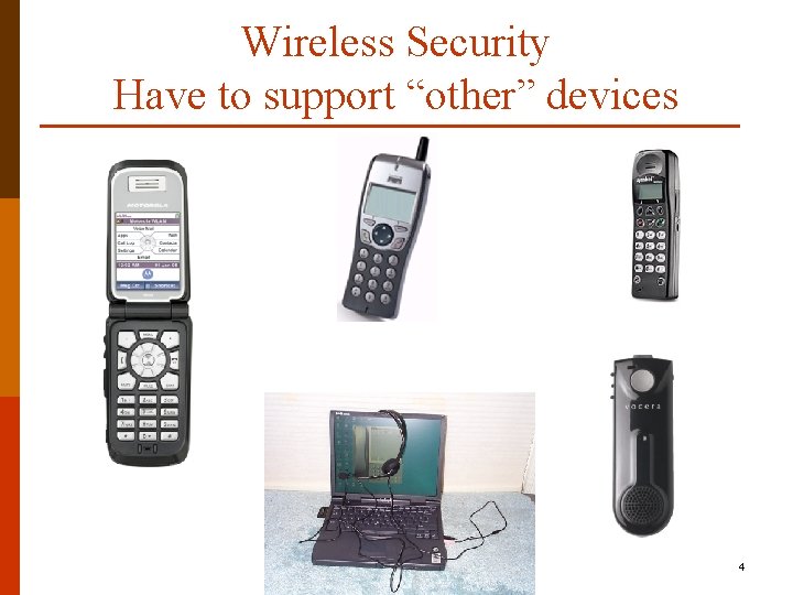 Wireless Security Have to support “other” devices 4 