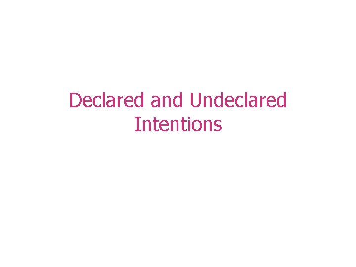 Declared and Undeclared Intentions 