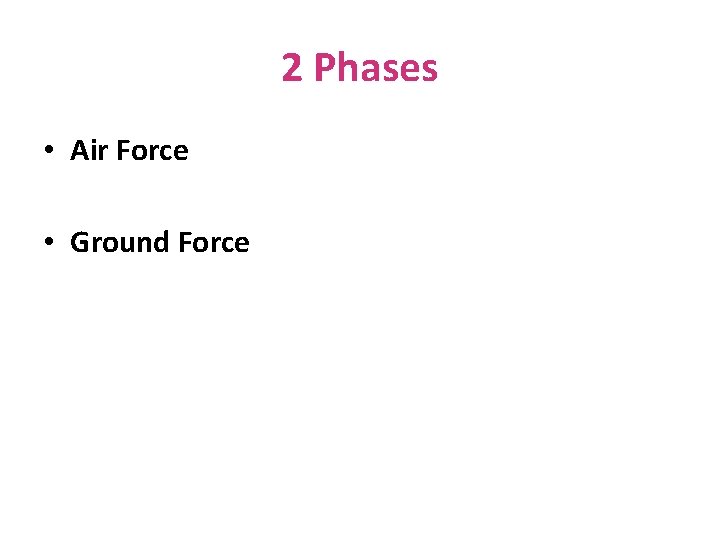 2 Phases • Air Force • Ground Force 