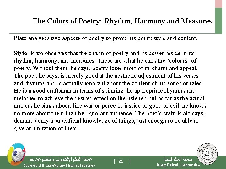  The Colors of Poetry: Rhythm, Harmony and Measures Plato analyses two aspects of