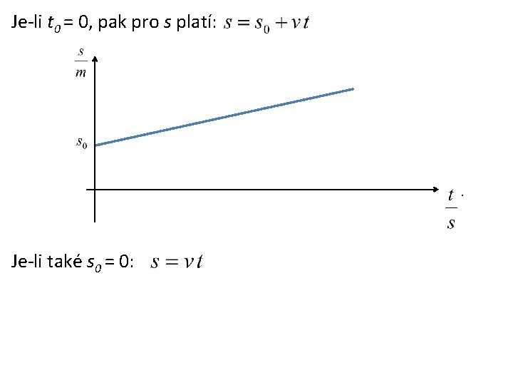 Je-li t 0 = 0, pak pro s platí: Je-li také s 0 =